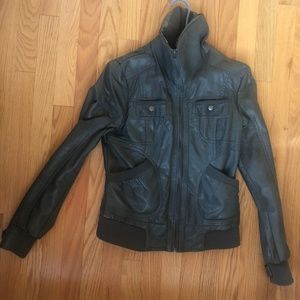 Target xhilaration faux leather gray (grey) leather jacket size s